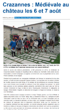 Crazannes : Médiévale au château les 6 et 7 août par l'Hebdo de Charente-Maritime